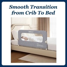 Homeal 47" Foldable Toddler Bed Rail Guard Child Safety Gray Mesh - Kid Bed Side