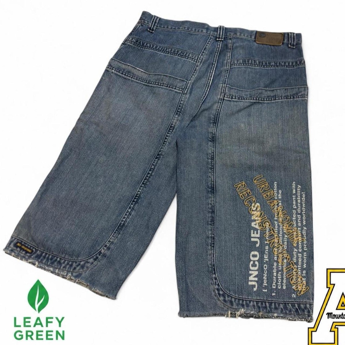 JNCO Jeans Wide Leg Baggy Denim Jorts Shorts us sz 36x18 Vintage 