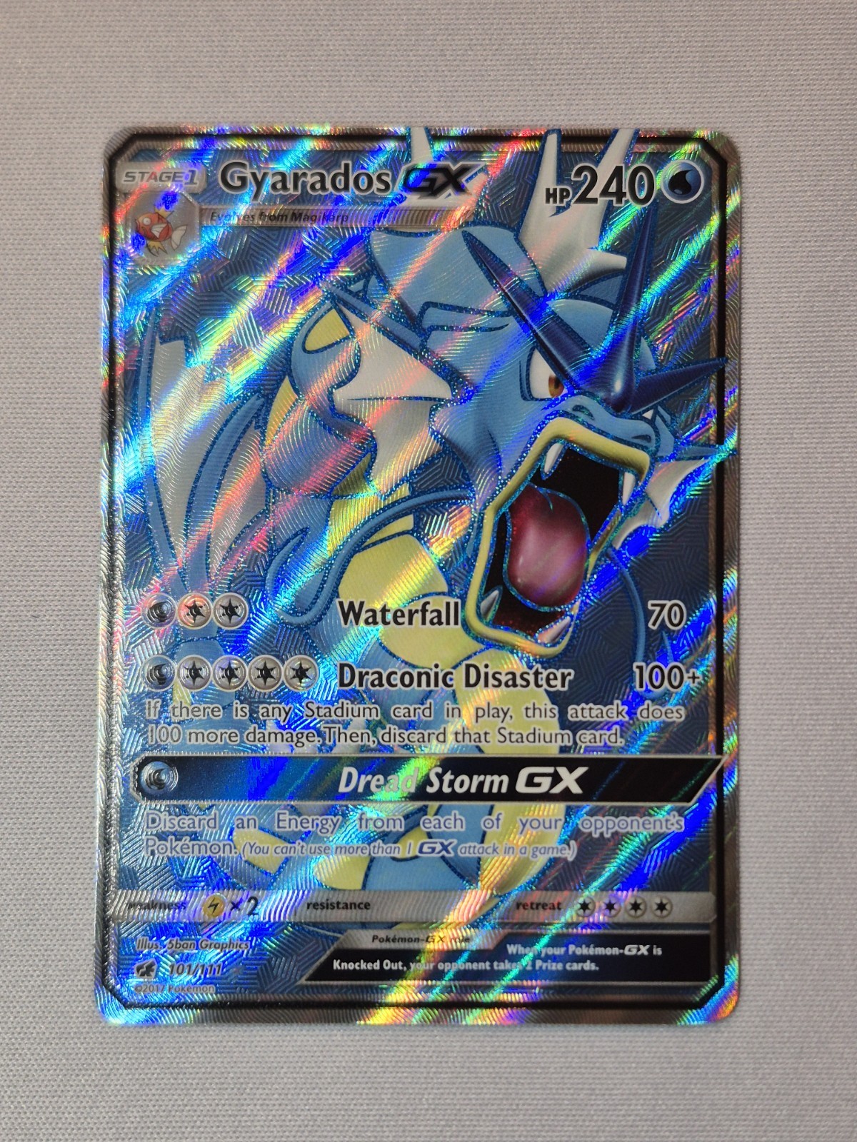 Pokémon Gyarados GX TCG Full Art Holo Card 101/111 Sm-Crimson Invasion Rare