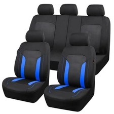 3D Air Mesh Car Seat Covers Breathable Sporty Rear Bench with Full Set Blue