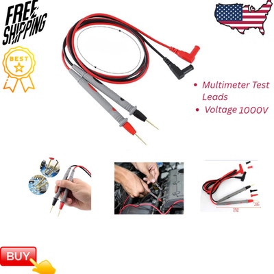 Multimeter Test Leads Probe Cable 1000V 10A CAT II 92cm Universal Red Black