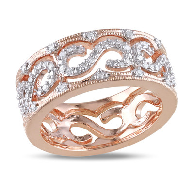 Amour roséplattierter Sterlingsilber-Ring 1/4 kt Diamant durchbrochen
