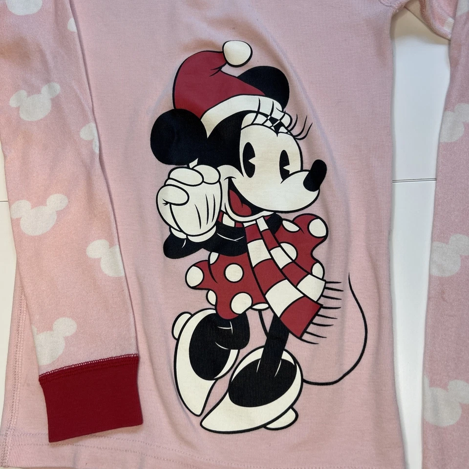 Hanna Andersson Disney Minnie Mouse Pijama Navidad Santa Rosa Rojo Talla 6-7 Foto 2 de 4