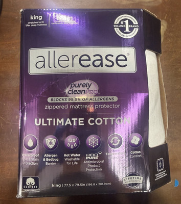 King Allerease Zipper Mattress Protector Ultimate Cotton Blocks 99.9% Allergens