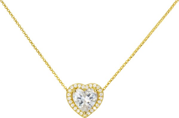 Jacques Lemans - Kette Herz Sterlingsilber Vergoldet Mit Zirkonia SolitäR-image