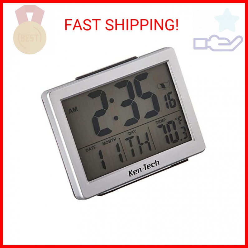 Sonnet Ken-Tech T-4652 Atomic Radio Controlled LCD A larm Clock, 1.5-Inch, Black-image