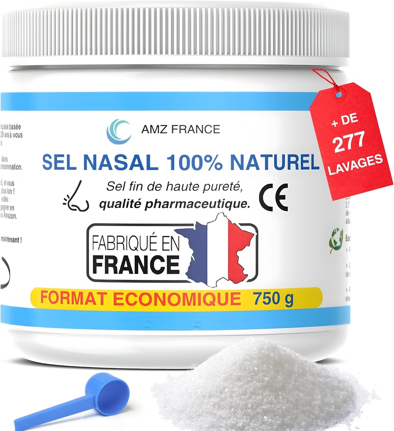 Sel nasal 100% naturel de qualité pharmaceutique pour rinçage 750g
