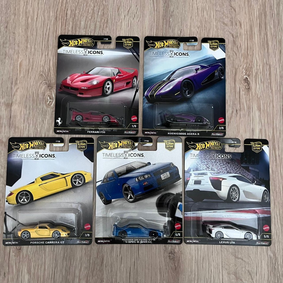 2025 Hot Wheels Timeless Icons 5-Car Set Ferrari F50 R34
