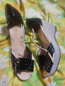 COLE HAAN AIR BLACK PATENT SHOES PLATFORMS WEDGES US 11