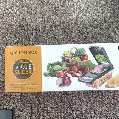 Kitchen Ideas Veggie Slicer 14pc Set Multi-Function Manual Black/Green