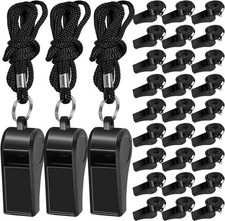 48 Pcs Coach Whistle with Lanyard Lifeguard Whistles Bulk Plastic Sports Loud