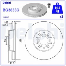 2x Bremsscheibe vorne für VW Scirocco 137 3 T-ROC A11 AC7 Touran 1T1 | 26238485