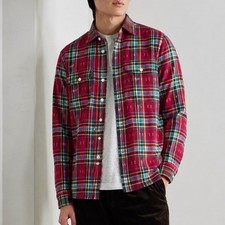 Vintage Y2K Polo Ralph Lauren Flannel Shirt Men Small Southwest Pocket Plaid Red