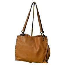 American Leather Co. LENOX STUDDED TRIPLE ENTRY SATCHEL