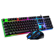 Gamer Keyboard And Mouse Combo Set RGB LED 104-Key Wired