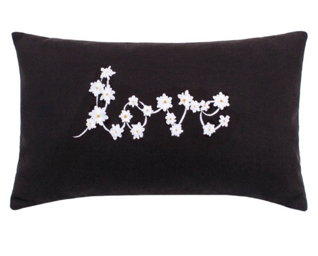 New KATE SPADE Set 2 Black White Daisy 'Love' Throw Pillow Spring / Summer NWT thumbnail 2