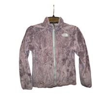 Girls The North Face Fleece Jacket Purple Mint Green Zip Up Size L 14 16