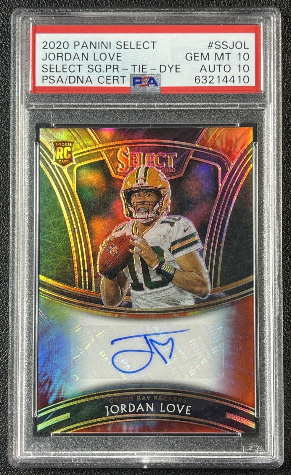 Jordan Love Panini Select Select Signatures Prizm #SSJOL Tie-Dye