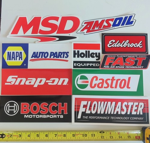 Beer Fridge 10 Decal Pack! MSD, Castrol, Edelbrock Stickers NASCAR NHRA Hotrod