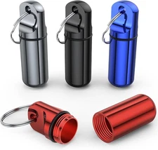 Small Pill Box Keychain, (4 Pack) Portable Keychain Holder Multicolor 