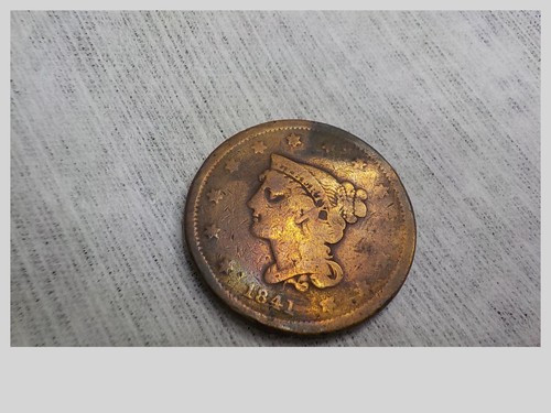 1841 Large Cent, Braided Hair