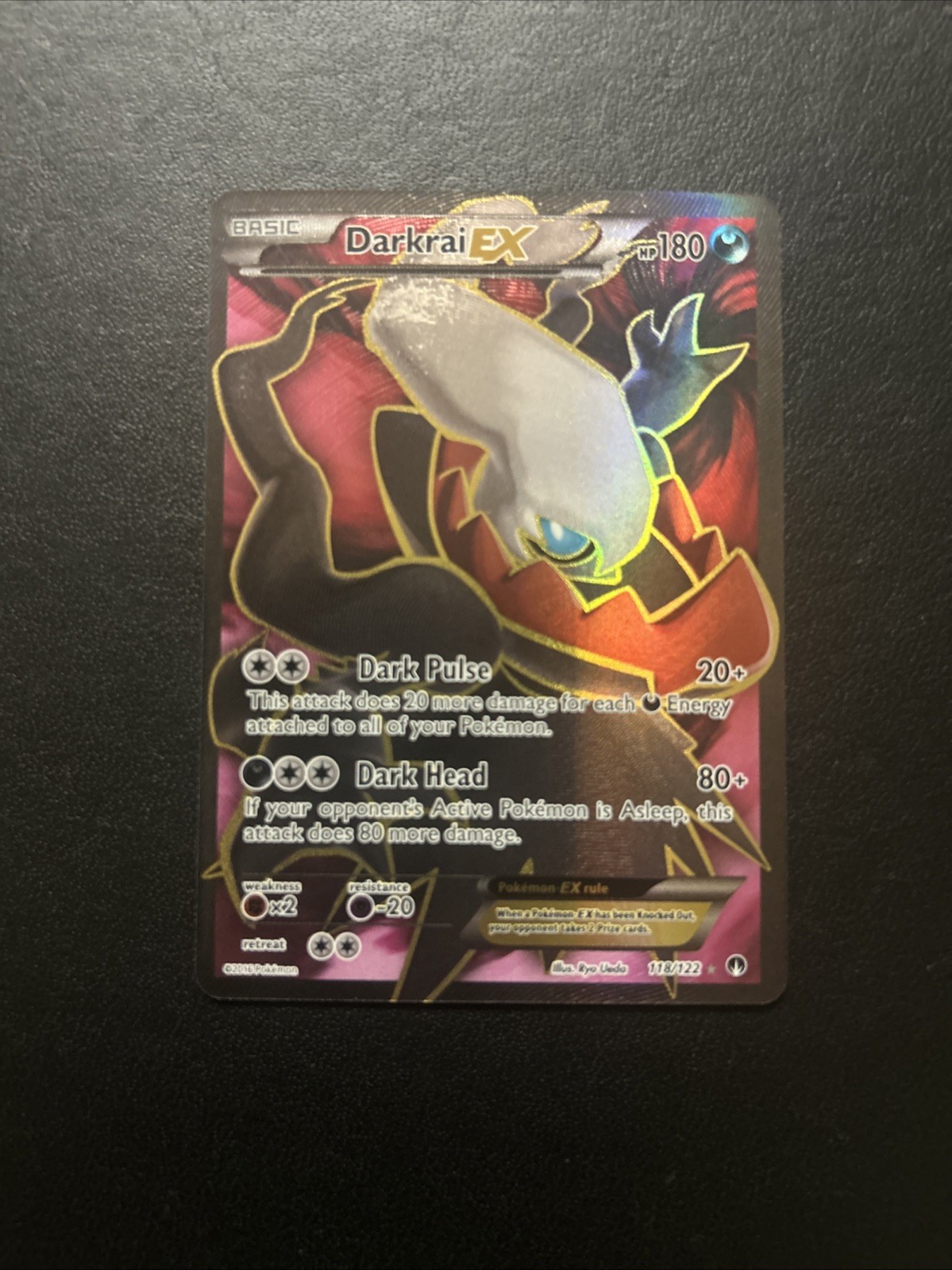 Darkrai EX 118/122 Break point Pokemon Card Ultra Rare Full Art Holo Near Mint