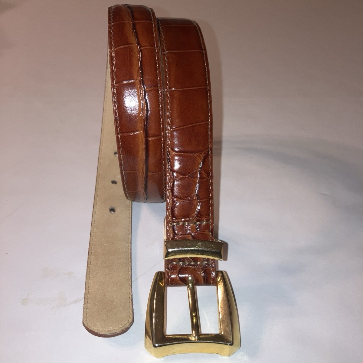 Lejon Vintage Women\'s Belt Sage Green Alligator Grain Steerhide‎ USA Made Sz M Matte Alligator - Foliage 35mm main image 3