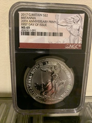 2017 Great Britain Britannia 20TH Anniversary Privy NGC MS69