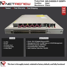 WS-C4500X-F-32SFP+ Cisco   Switch   32x 10GB SFP+