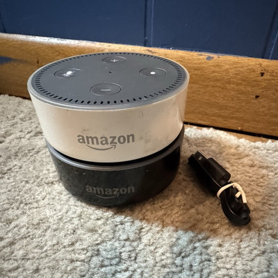 Amazon Echo Dot Smart Speaker Lot of 2 Black & White, Alexa, Wireless