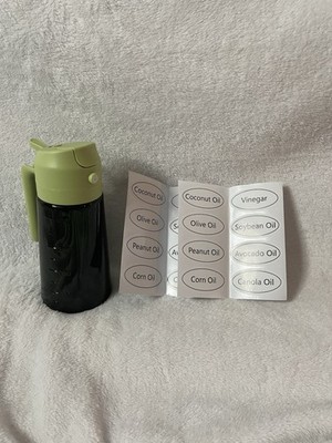 Green Plastic Oil Vinegar Cruet Bottle 400ml with Handle, Spout, Labels
