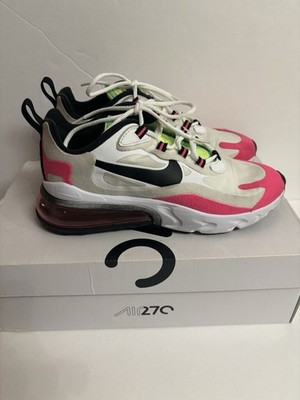 Nike Air Max 270 React White Black Hyper Pink Women Shoes CJ0619-101 Size 6.5