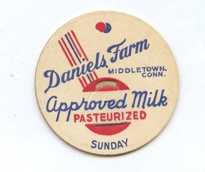 Daniel's Dairy MIDDLETOWN Connecticut CT.  SUNDAY Milk Cap