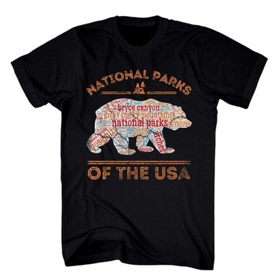 National Parks Shirt USA Park Map Walking Bear Camping Hiking T-Shirt Outdoor