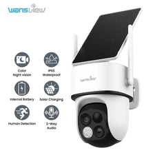 Wansview 3MP 2K Dual-Lens Wireless Solar Security Camera System Human Detection