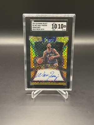 2019-20 Select Walt Frazier GOLD PRIZM ON CARD Auto JERSEY # 10/10 SGC 10/10 GEM