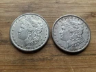 US Morgan Silver Dollars 2 coins circulated details Pre 1904 Lot S24