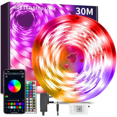 Bluetooth Steuerbare LED Lichterkette 30m - Farbwechsel & Musik Synchronisation