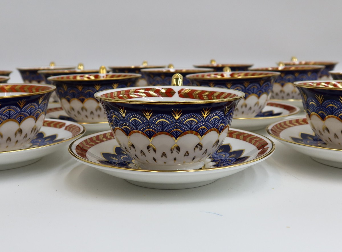 18 Royal Crown Derby England Porcelain Cup and Saucers in Quail