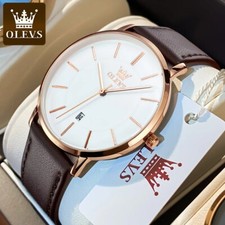 Waterproof Quartz Watch Men's Men OLEVS Luminous Luxury Leather Business Strap