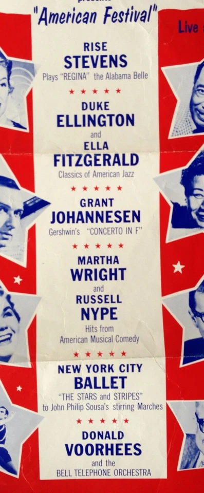 POSTER DE PAPELÃO PARA PROGRAMA DE TV JAZZ/MÚSICA HORA DO TELEFONE SINO "FESTIVAL AMERICANO" 1959 - Imagem 2 de 4