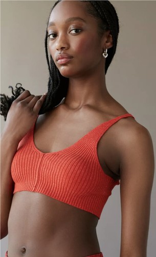 Tank Top Urban Outfitters Small Red Ribbed Knit Sweater Cropped $39 New - Picture 1 of 10