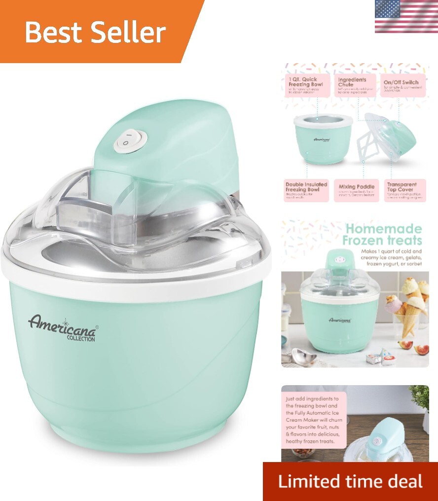 1 Quart Spearmint Electric Ice Cream Maker - Homemade Treats with No Salt Needed