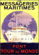 Messageries Maritime 1930 Tour Du Monde Vintage Poster Print Retro Style Art (a