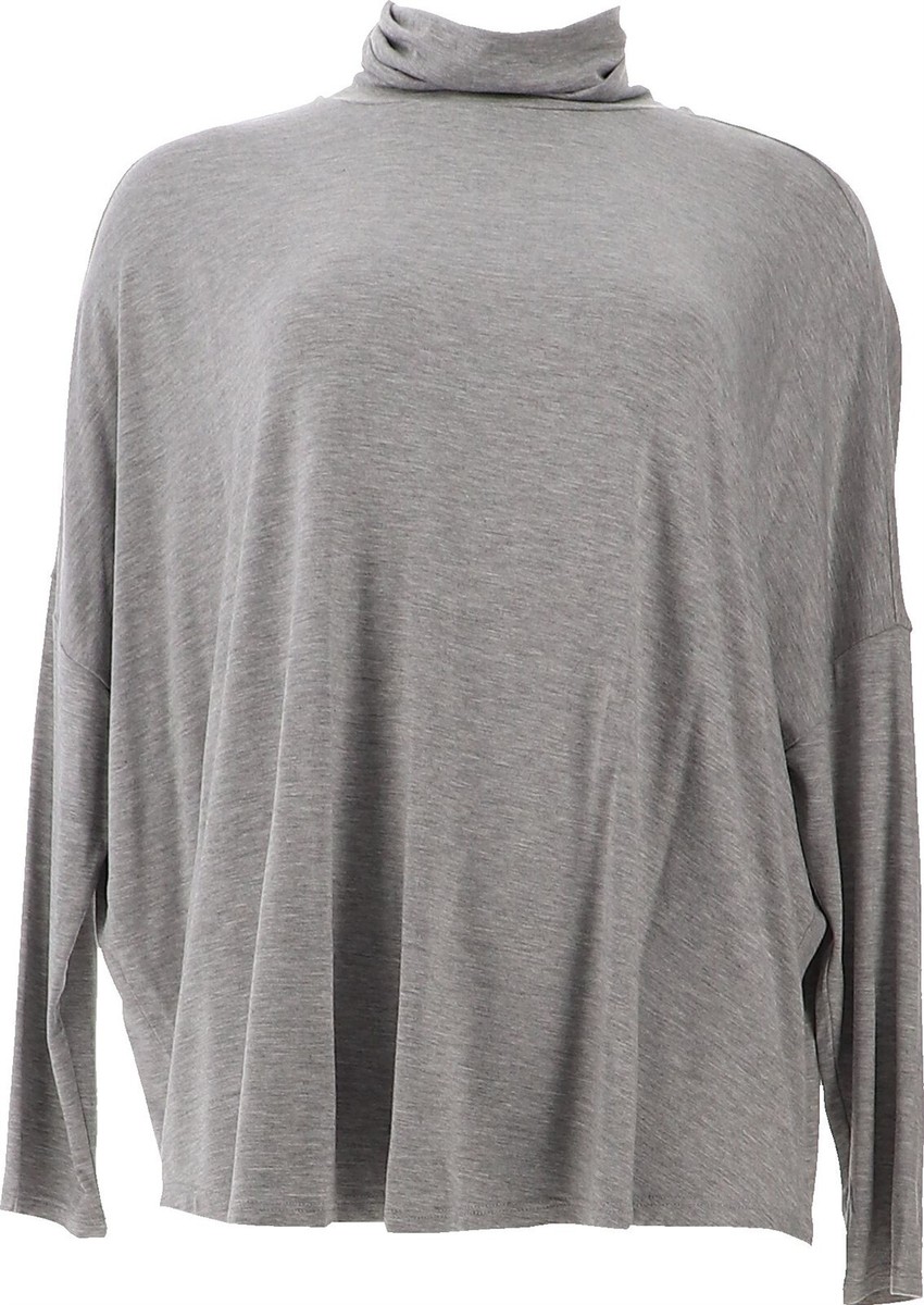 WynneLayers Modified Unstructured Turtleneck Top Lt Heather