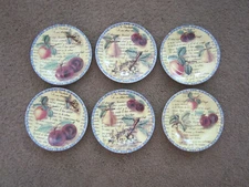Home Essentials and Beyond Eden Fruit Collection SIX - 6 inch Canape Plates