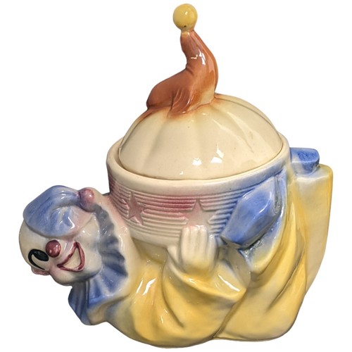 Shawnee Clown Cookie Jar Jo Jo Ceramic Circus Seal Whimsical Vtg USA 1940s - Picture 13 of 24