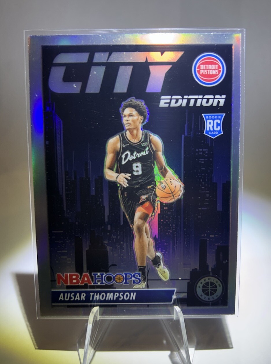 2023-24 Ausar Thompson Panini Hoops Premium Stock City Edition Silver Prizm RC