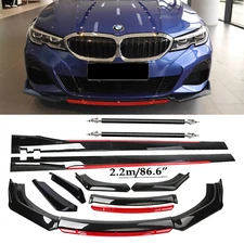 Front Bumper Lip Chin Spoiler Splitter Body Kit Glossy Black + Red For BMW 640i