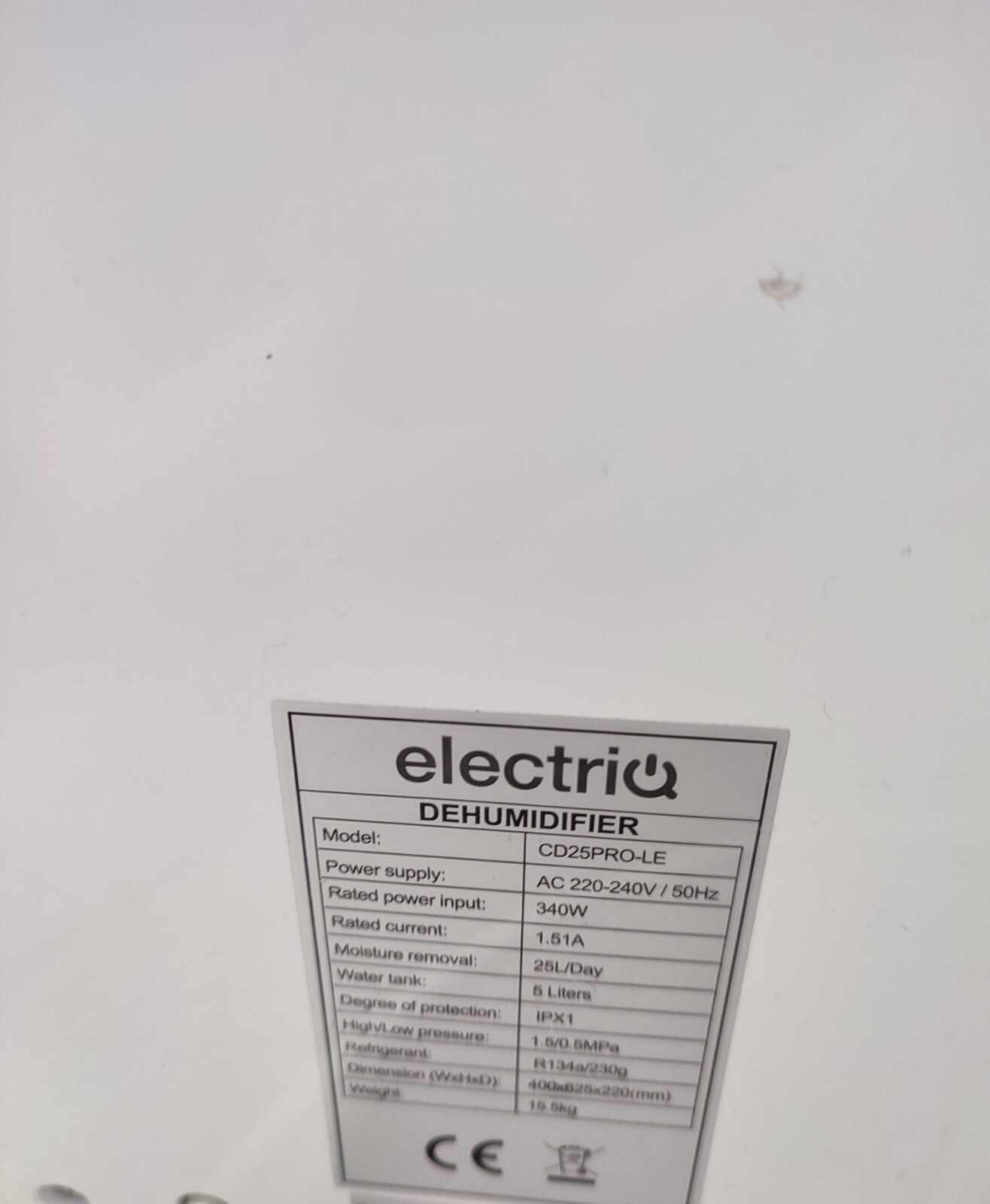 ELECTRIQ DEHUMIDIFIER 25L SPARE PARTS ONLY eBay